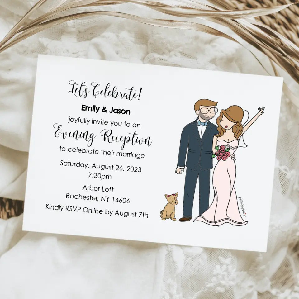 Personalized Invitation - Wedding Couple with Pet