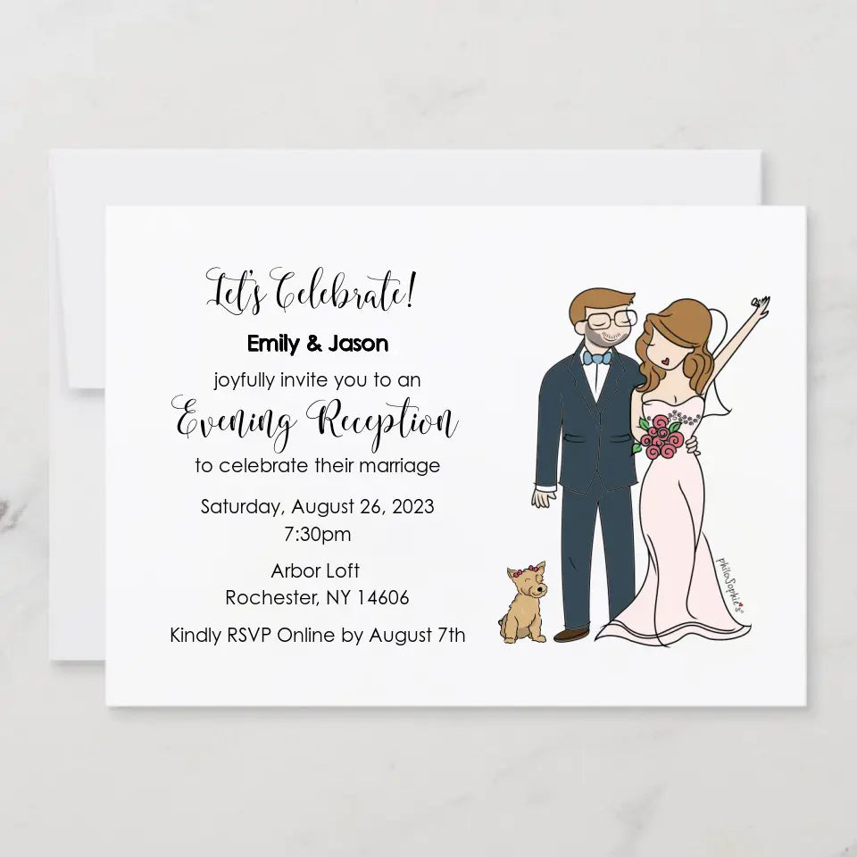 Personalized Invitation - Wedding Couple with Pet
