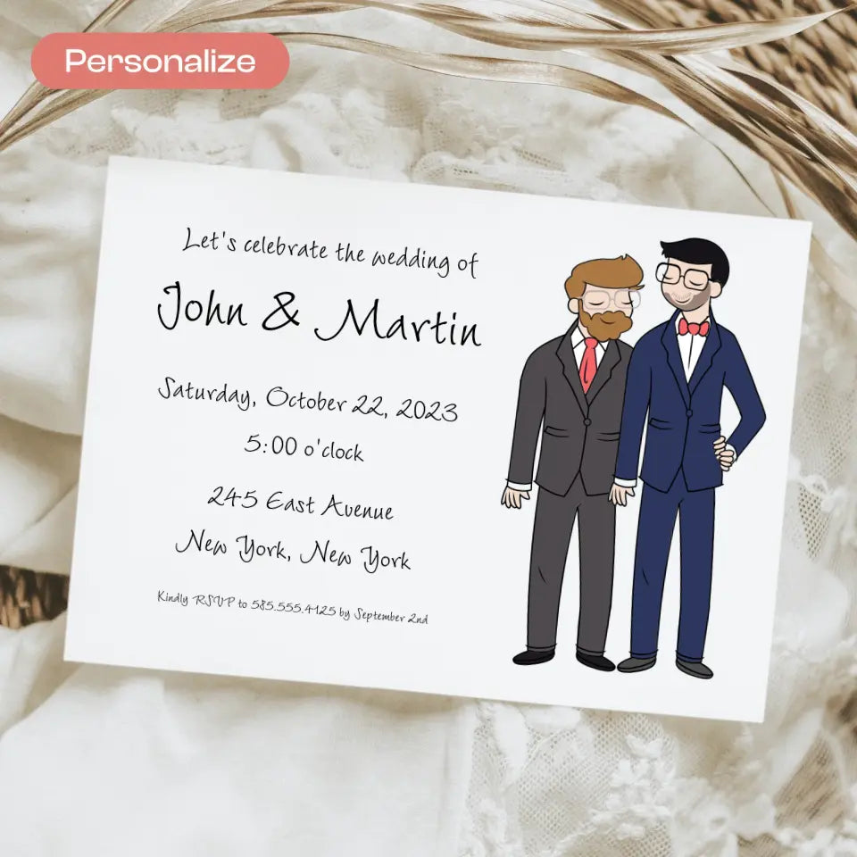 Personalized Invitations - Grooms, Wedding
