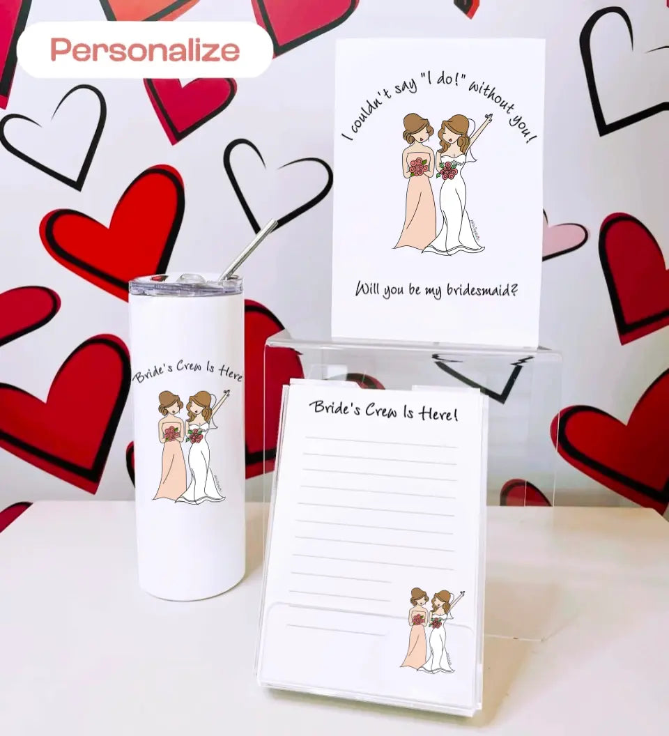 Bridal Party Gift Bundle- Greeting Card, Quick Notes and Tumbler
