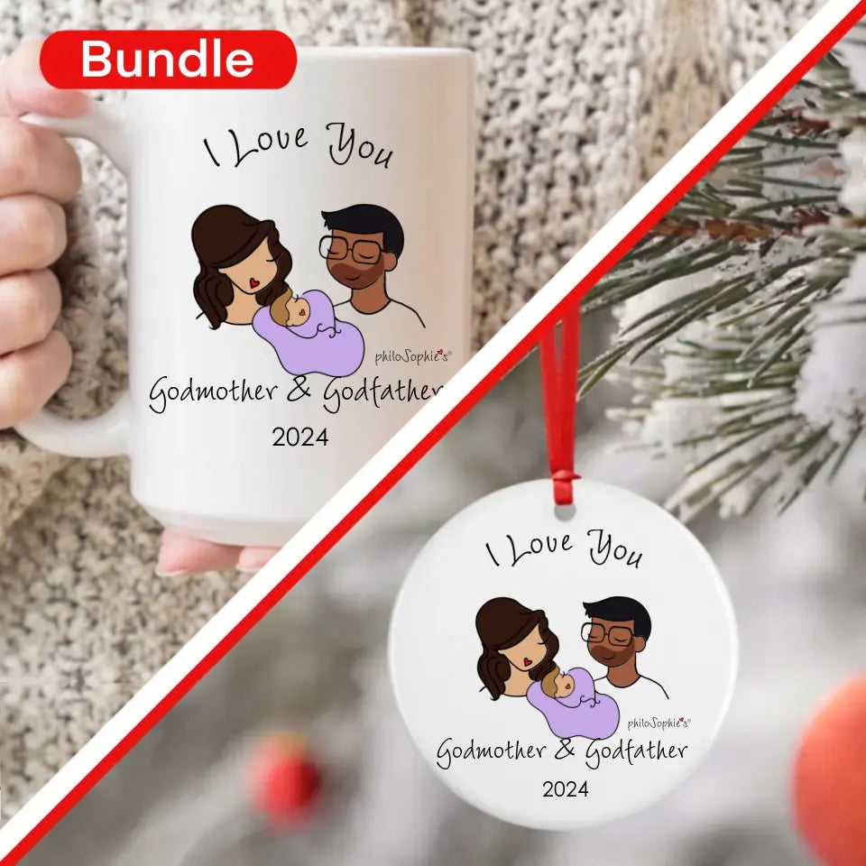 Gift Bundle -  Godparents Ceramic Mug and Ornament