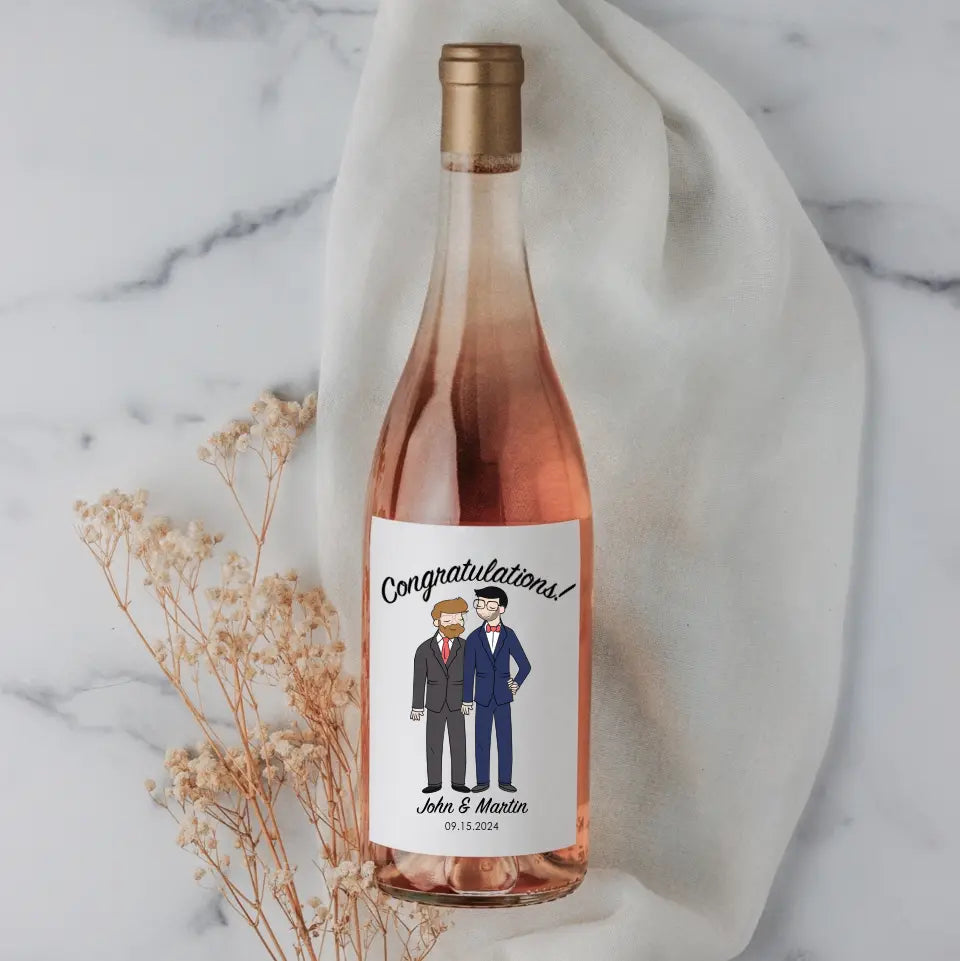 Wine Label - Wedding Couple Grooms