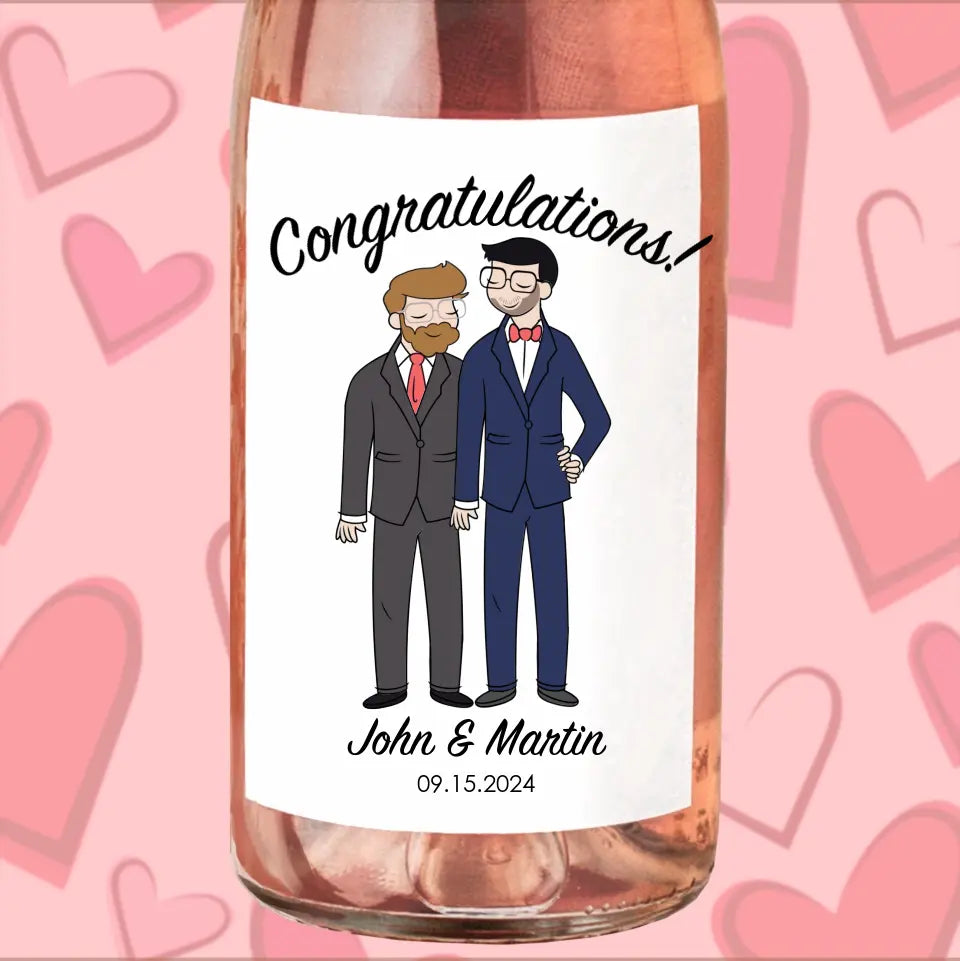 Wine Label - Wedding Couple Grooms
