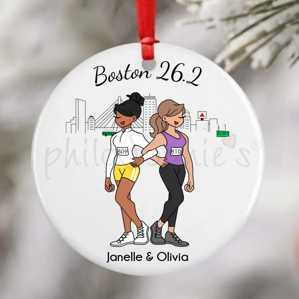 Personalized Porcelain Ornament - Run Friends Boston