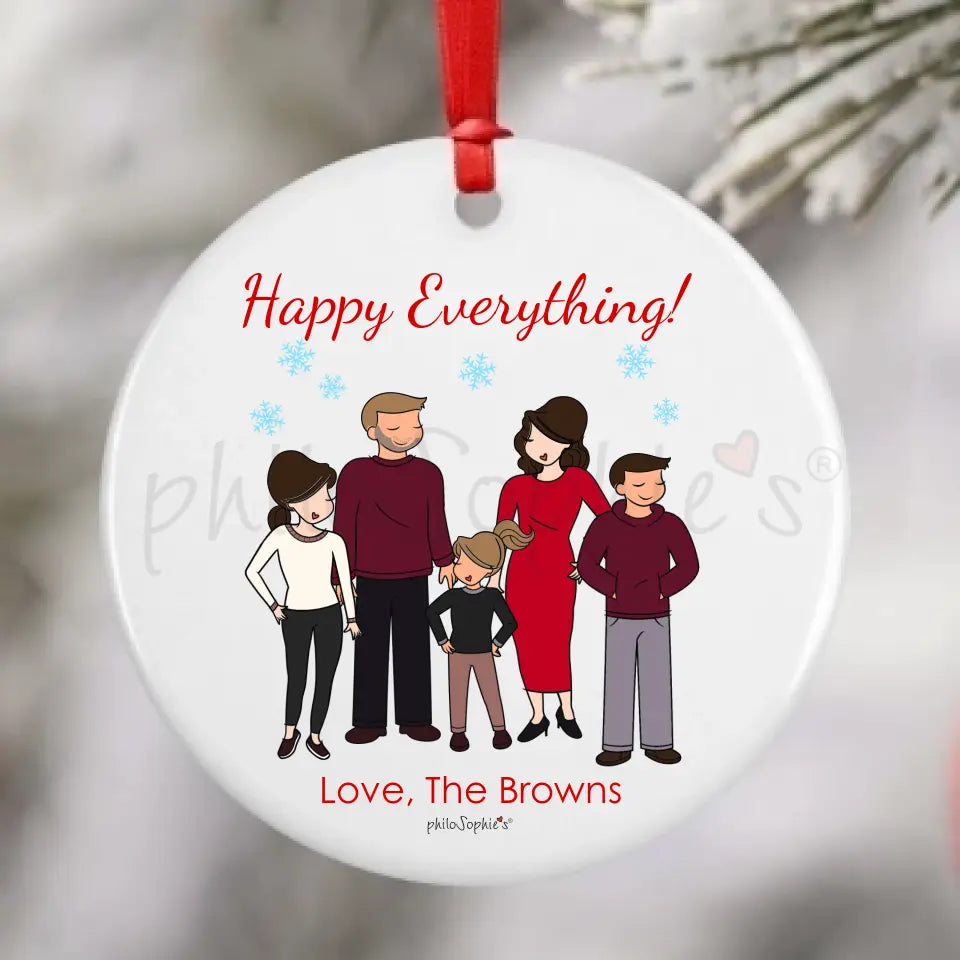 Personalzied Porcelain Ornament - Winter Family
