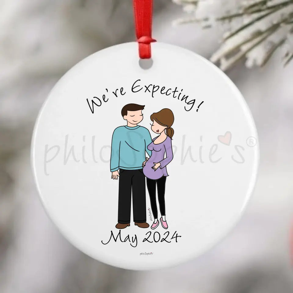 Personalized Porcelain Ornament - Expecting Baby, Couple, Family