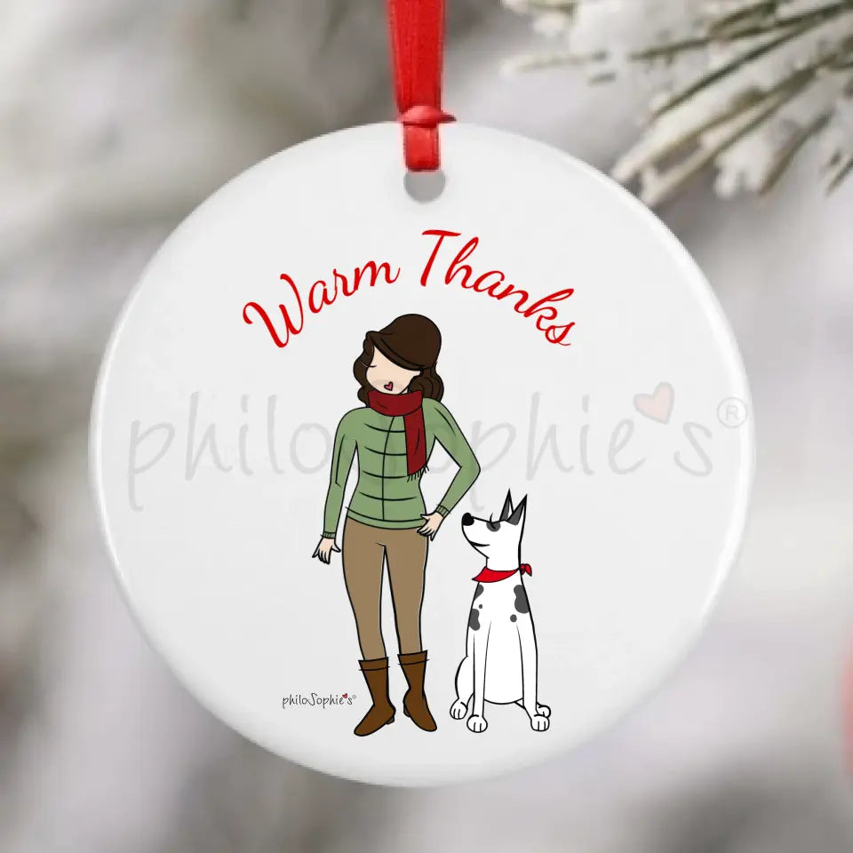 Personalized Porcelain Ornament - Winter with Pet