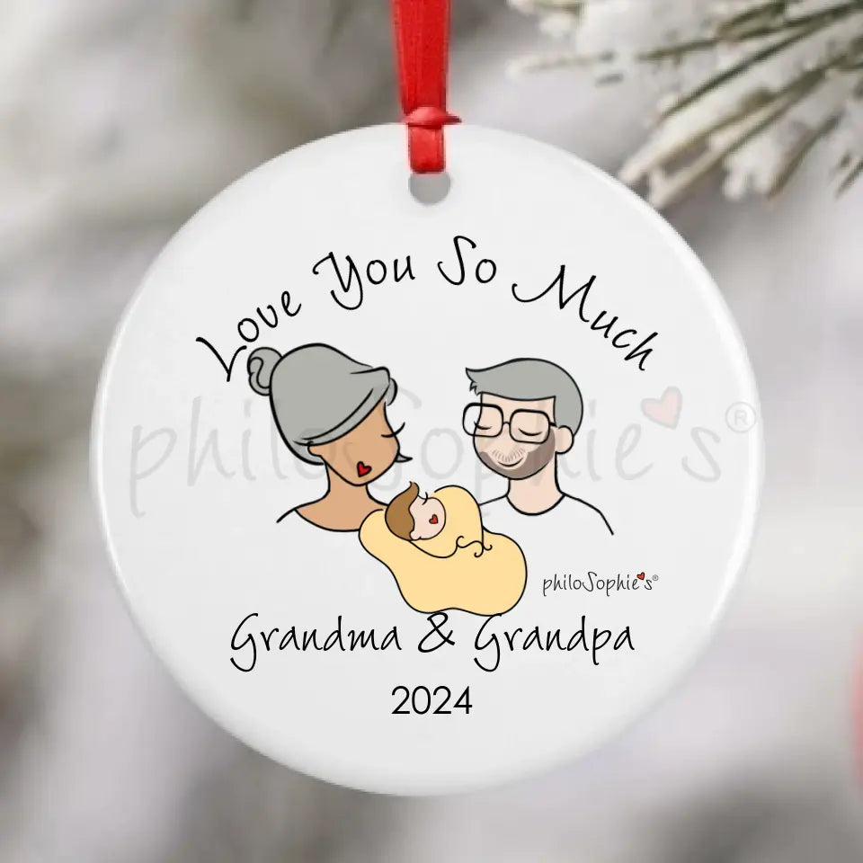 Personalized Porcelain Ornament - Grandma & Grandpa