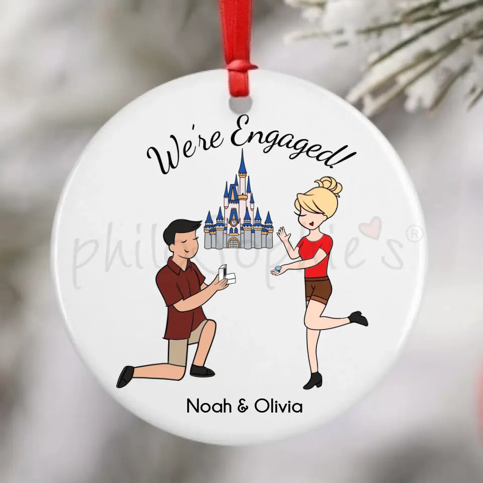 Personalized Ornament - WDW, Castle Engagement