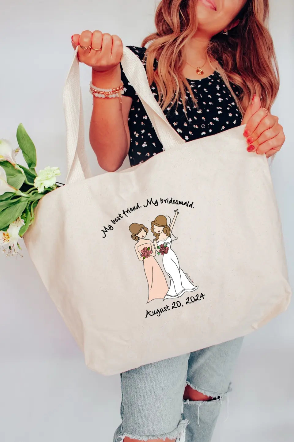Personalized Tote Bag, 20" x 20" - Bridal Party
