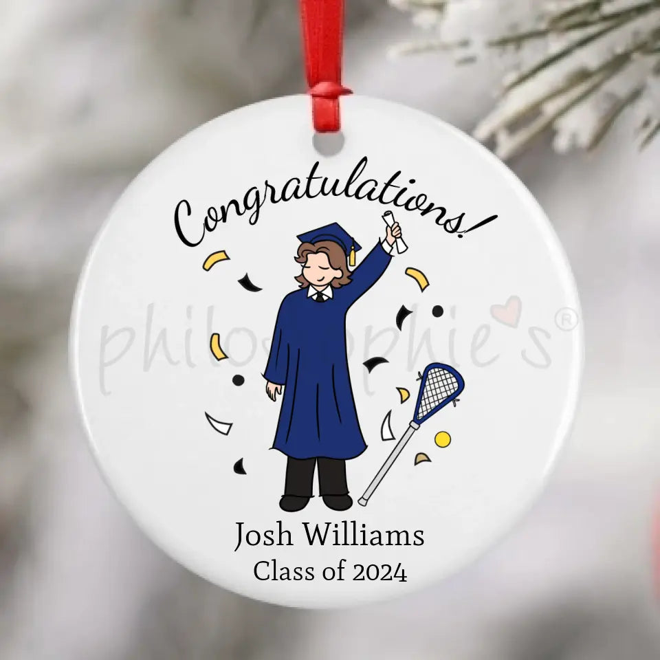 Personalized Porcelain Ornament - Male Graduate