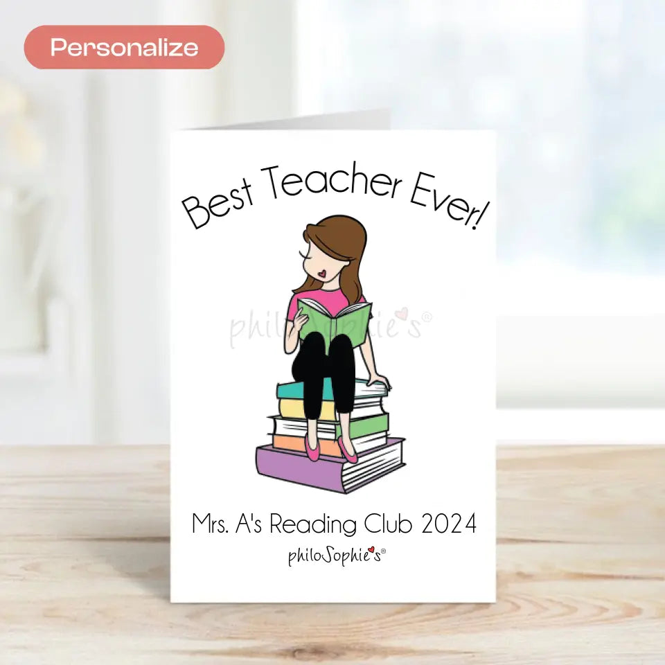 Folded Greeting Card - Reading/Teacher