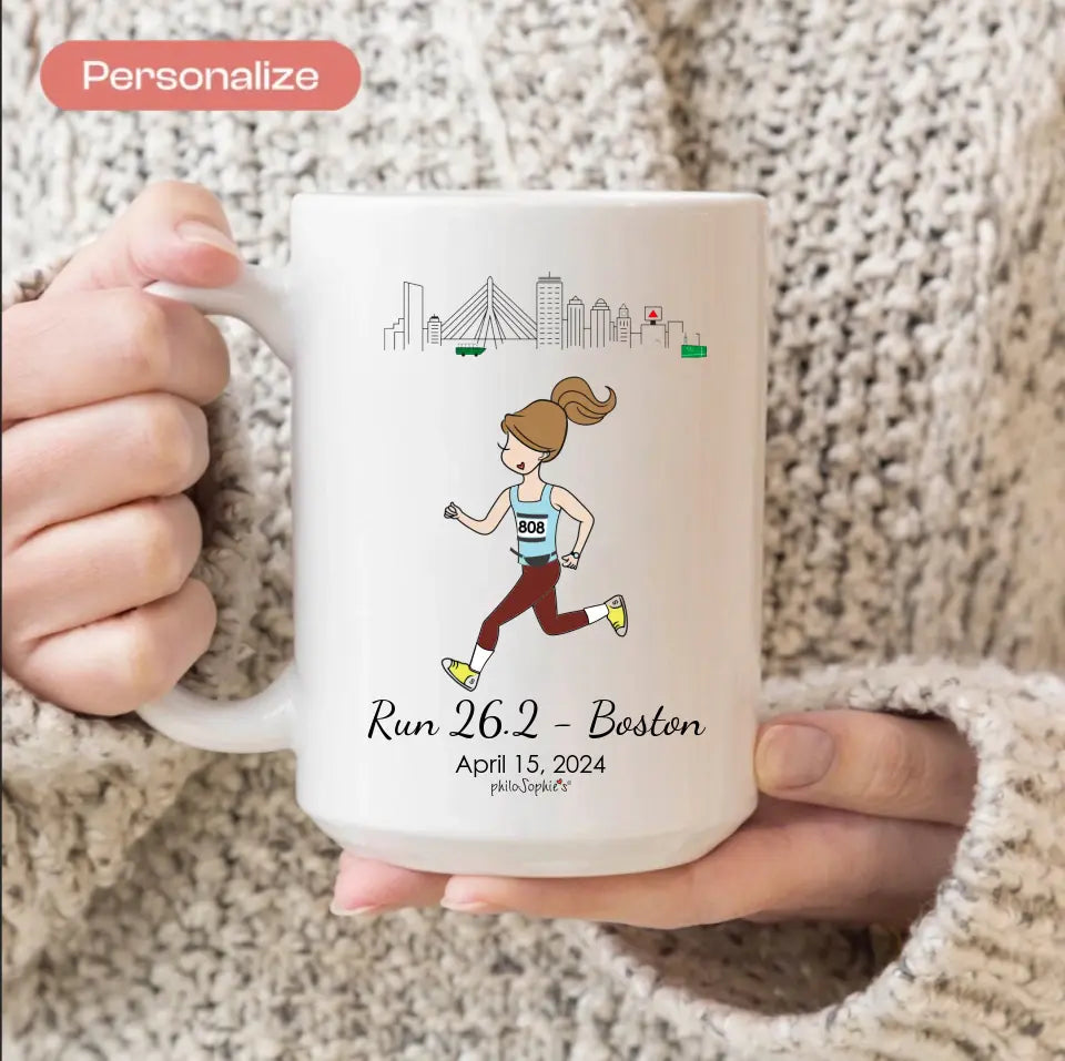 Personalized Mug and Ornament Gift Bundle - Marathon Runner Boston