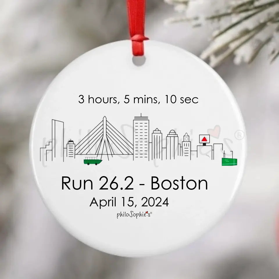 Personalized Porcelain Ornament - Boston City Run