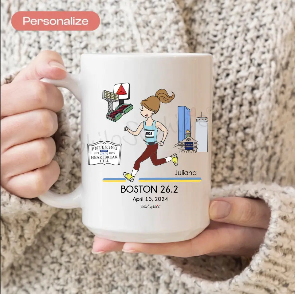 Personalized Boston 26.2 Mug ~ Runner
