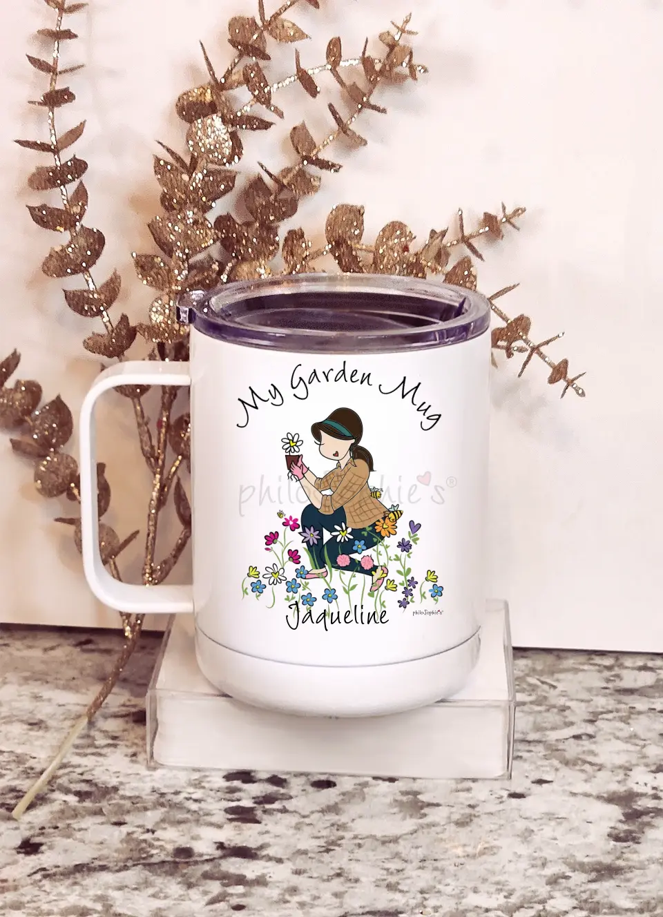 Personalized Travel Mug ~ Garden