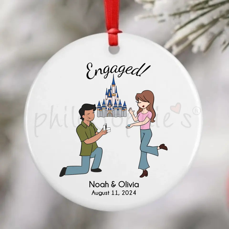 Personalized Ornament - WDW, Castle Engagement