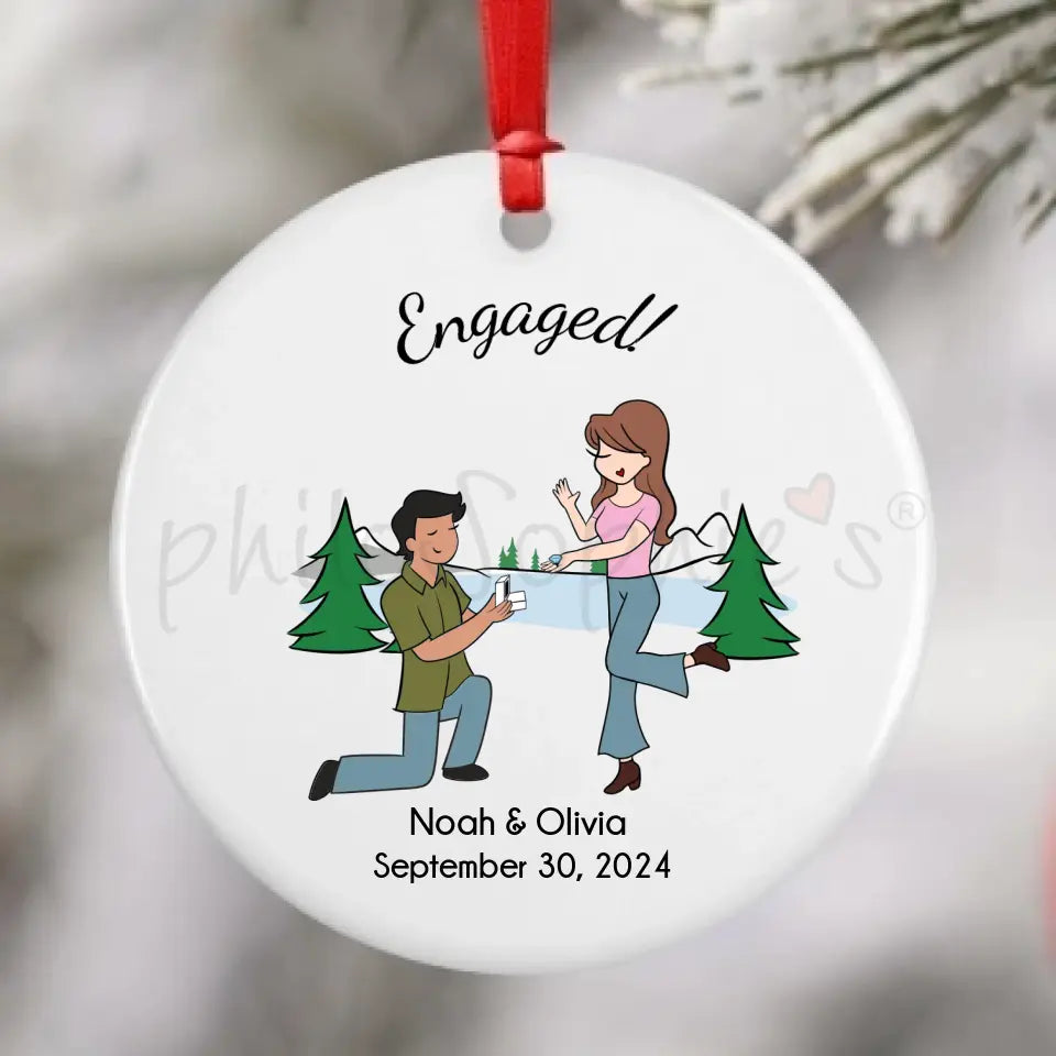 Personalized Ornament - Mountain, Lake Engagement