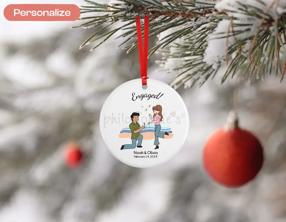 Personalized Ornament - Beach Engagement