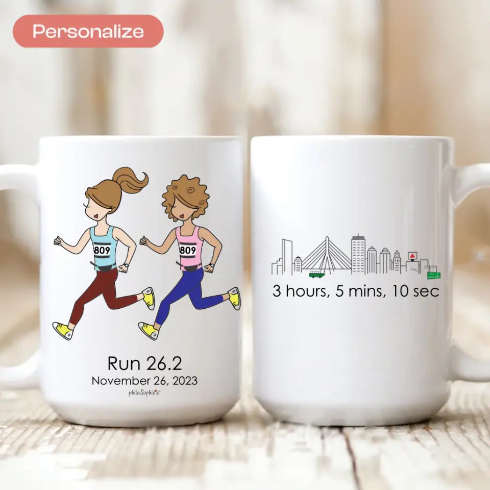 Personalized Ceramic Mugs - Runner Friends