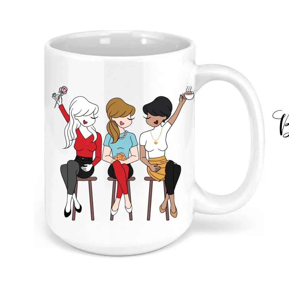 Personalized Ceramic Mug - 3 Friends, Sisters
