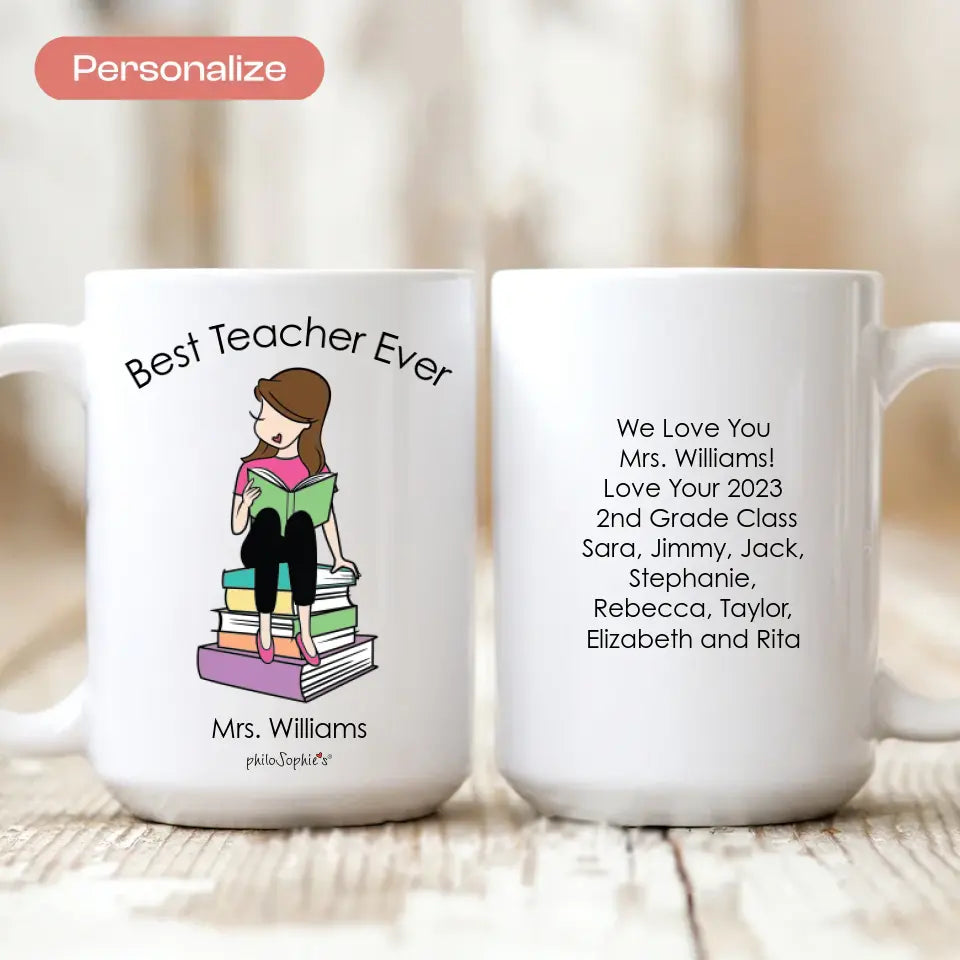 Personalized Ceramic Mug - Reading, Teacher