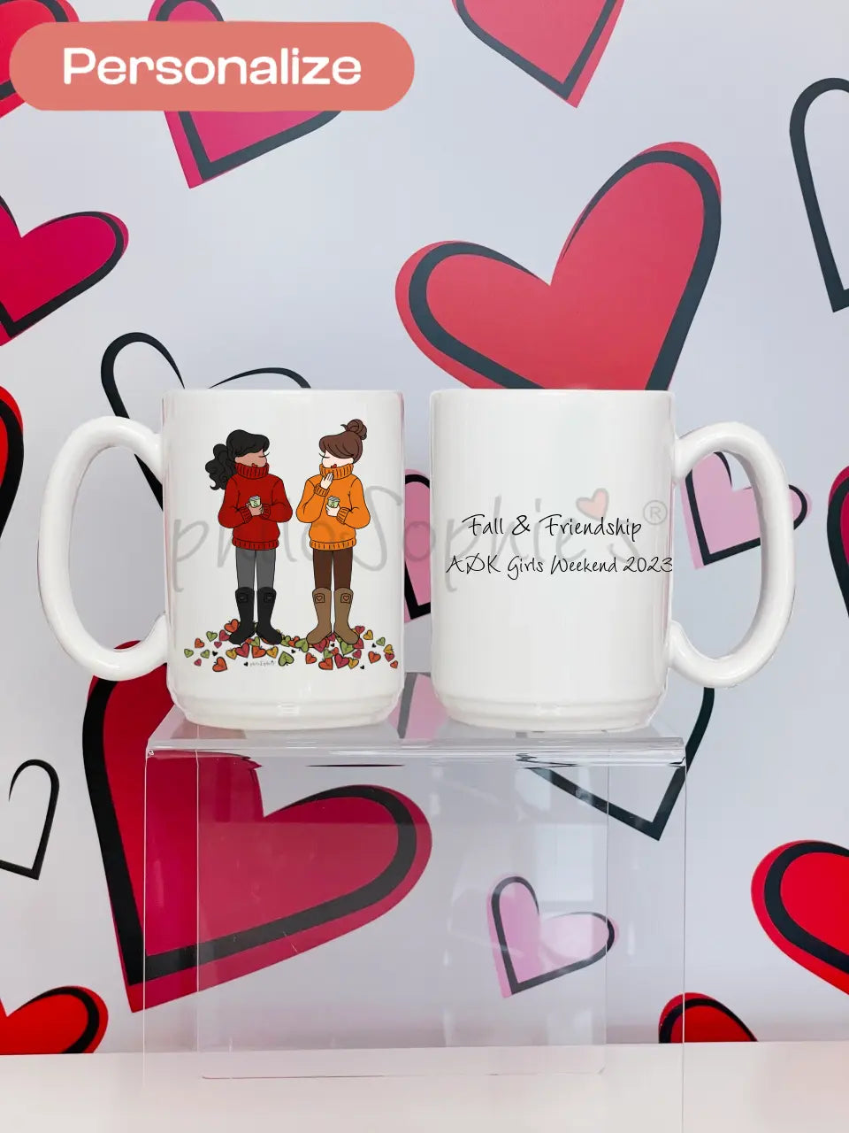 Personalized Sweater Weather Fall Friends Bundle ~ Pair of Mugs / Card ~ philosophie❤️s®️