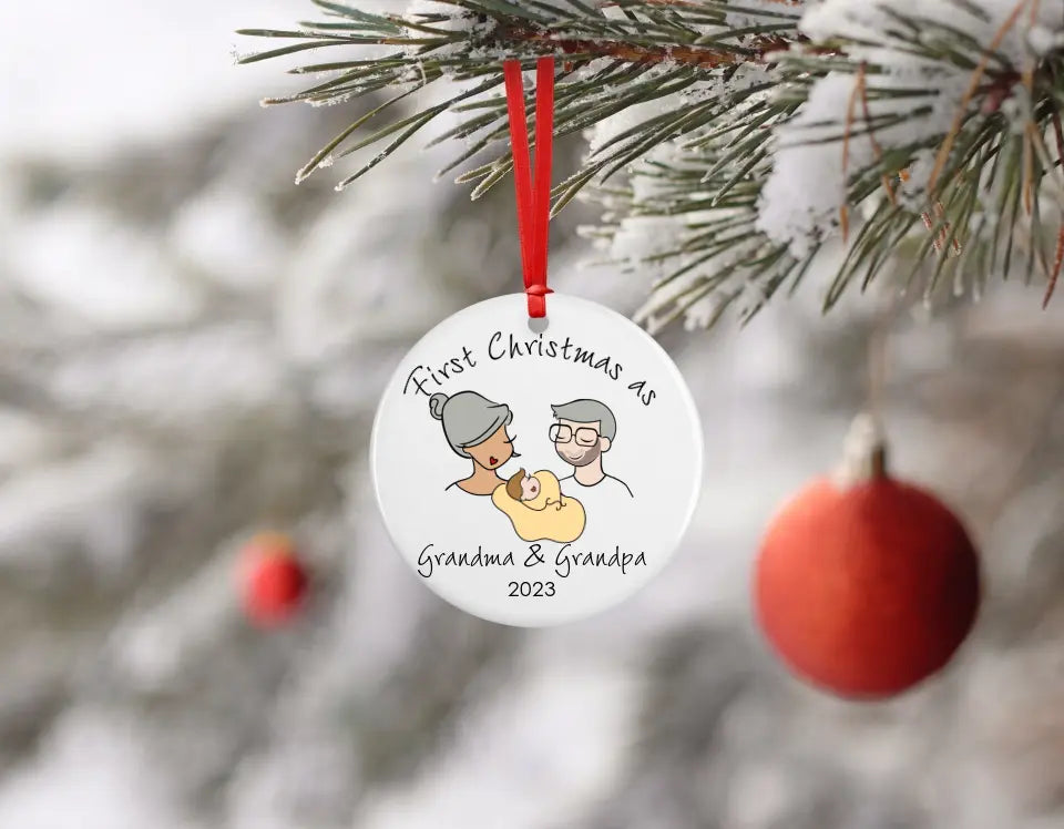 Personalized First Christmas as Grandma & Grandpa Ornament/Mug Bundle ~ philosophie❤️s®️