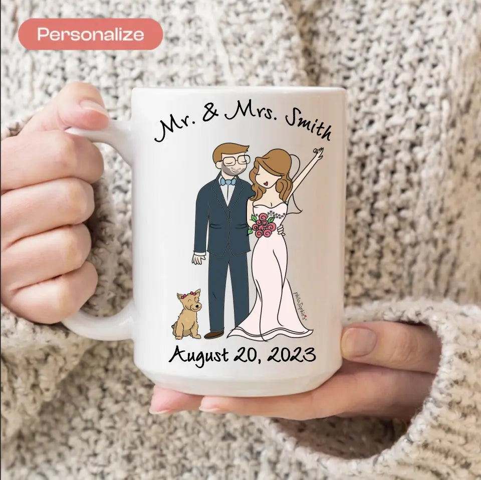 Personalized Ceramic Mug - Wedding Couple