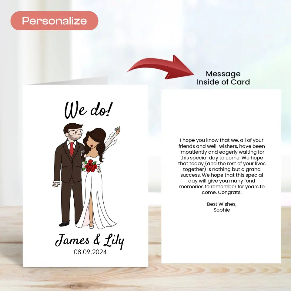 Folded Greeting Card - Wedding Couple
