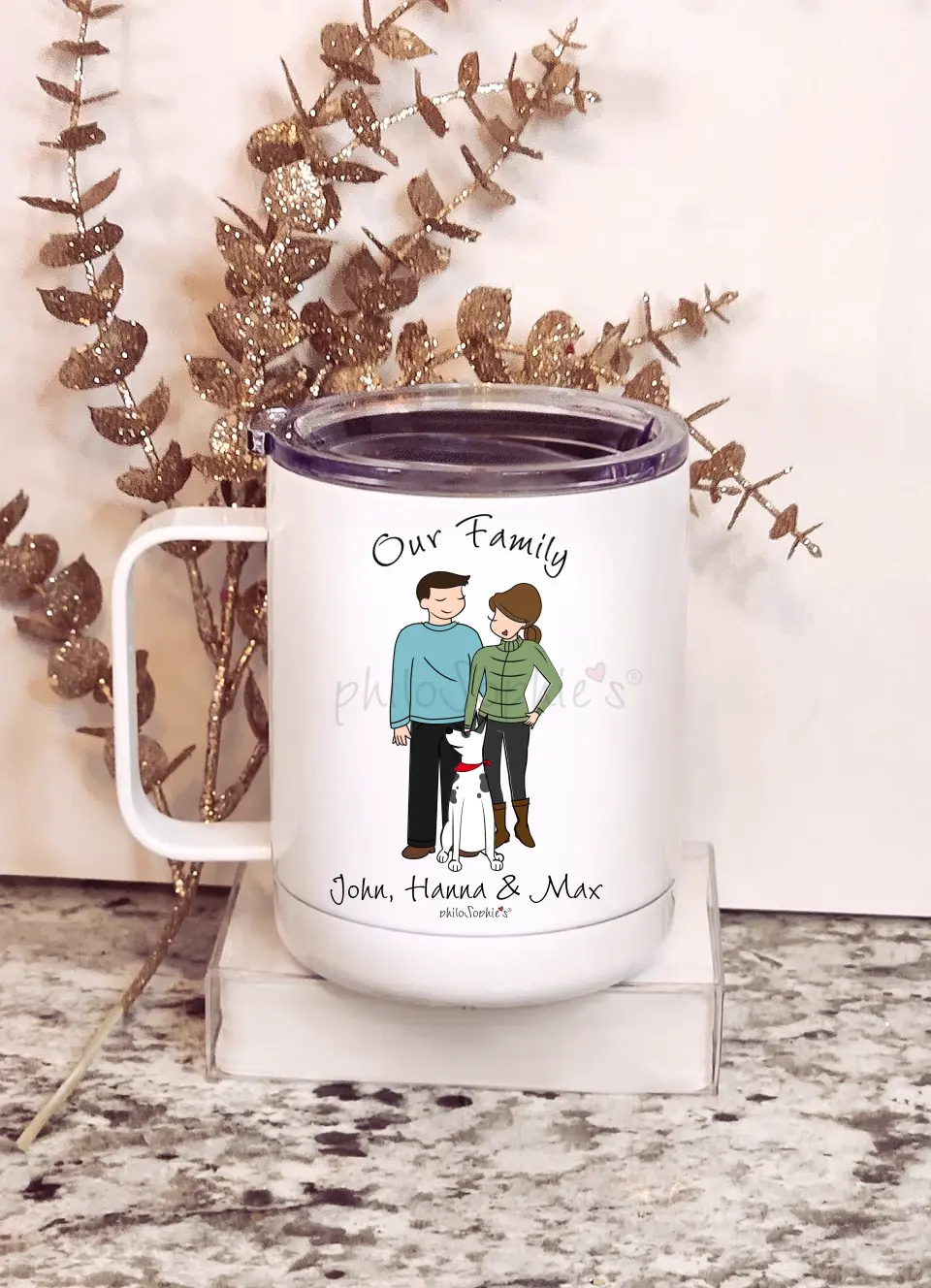 Travel Mug - Couple with Pet