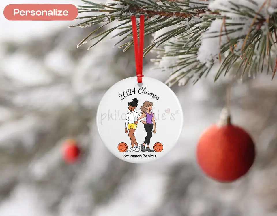 Personalized Porcelain Ornament -Basketball Friends