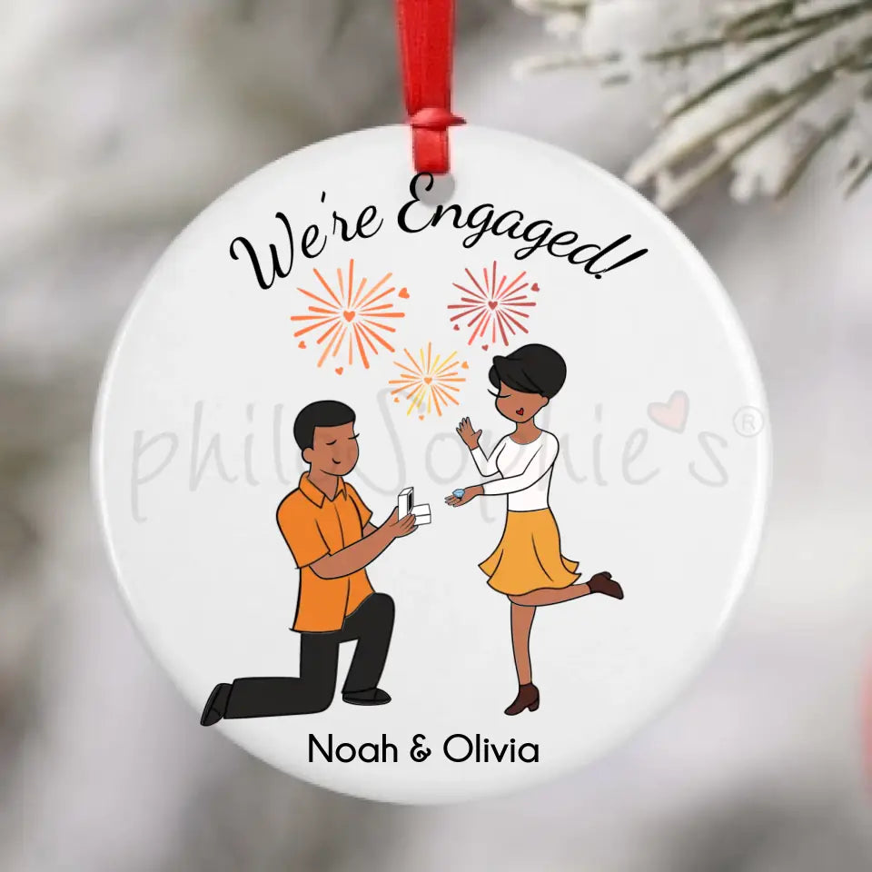 Personalized Ornament - Engagement Fireworks