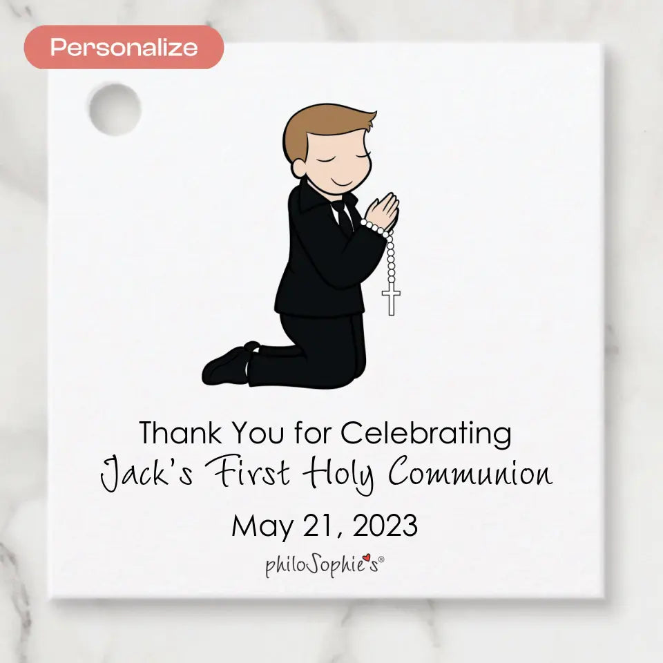 Personalized Favor Tags - First Communion Boy or Girl