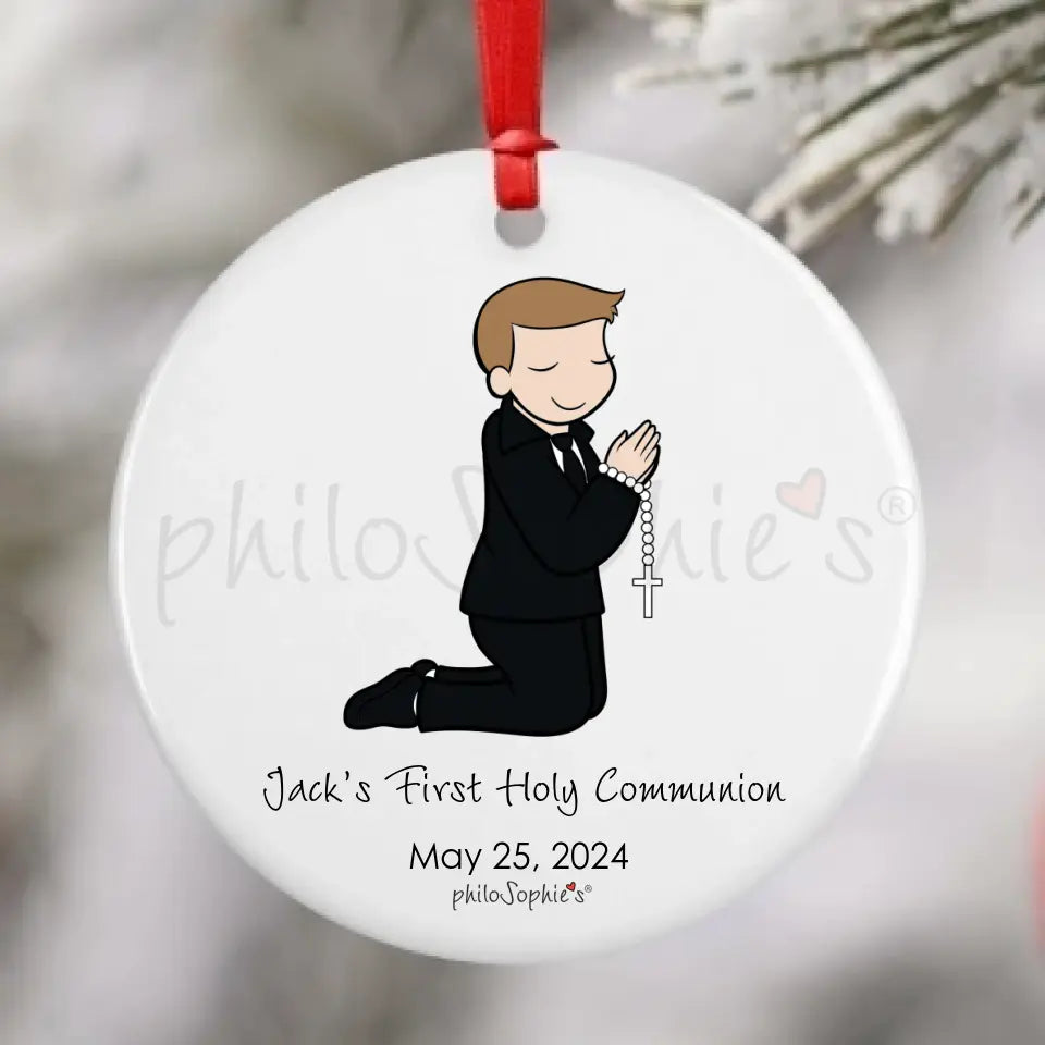 Personalized Porcelain Ornament - First Holy Communion Boy or Girl