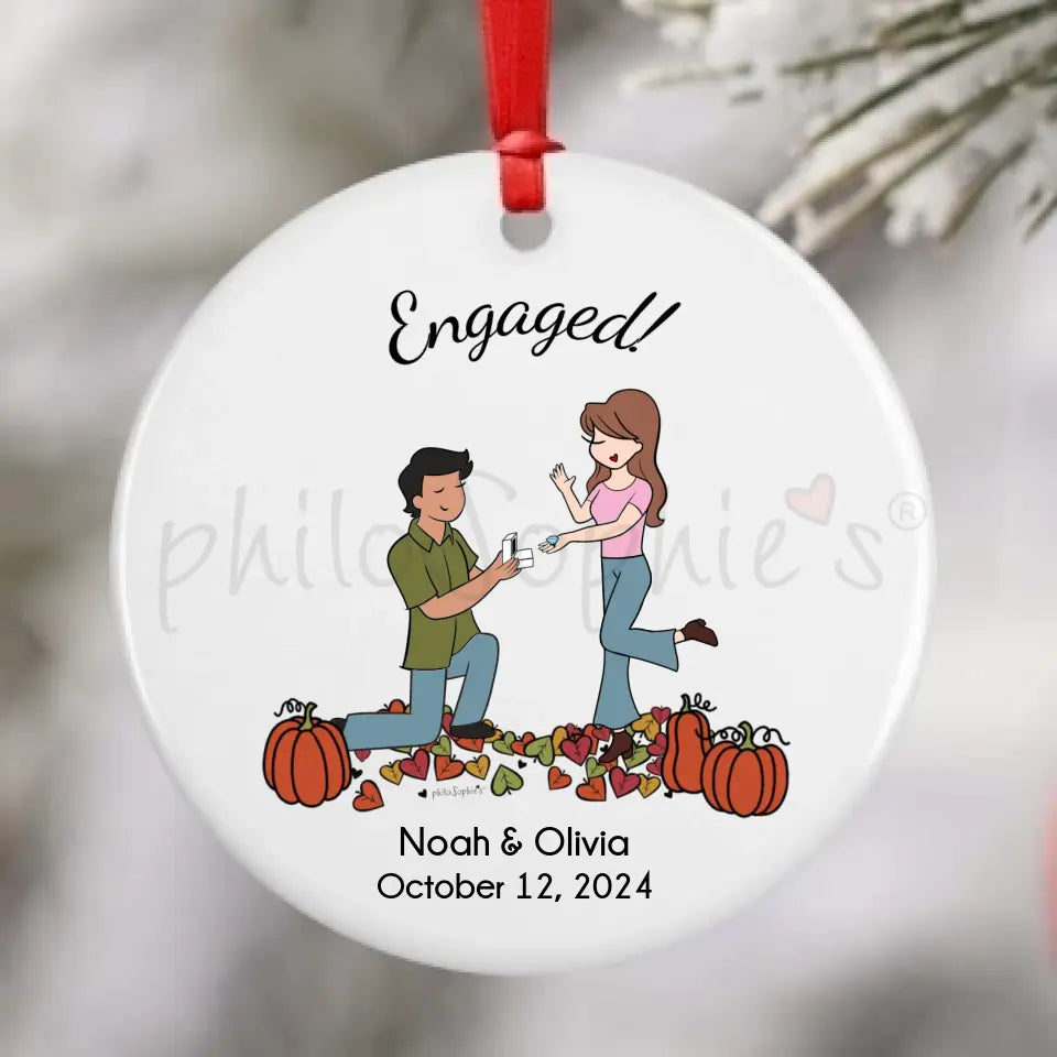 Personalized Ornament - Fall, Pumpkin Patch Engagement