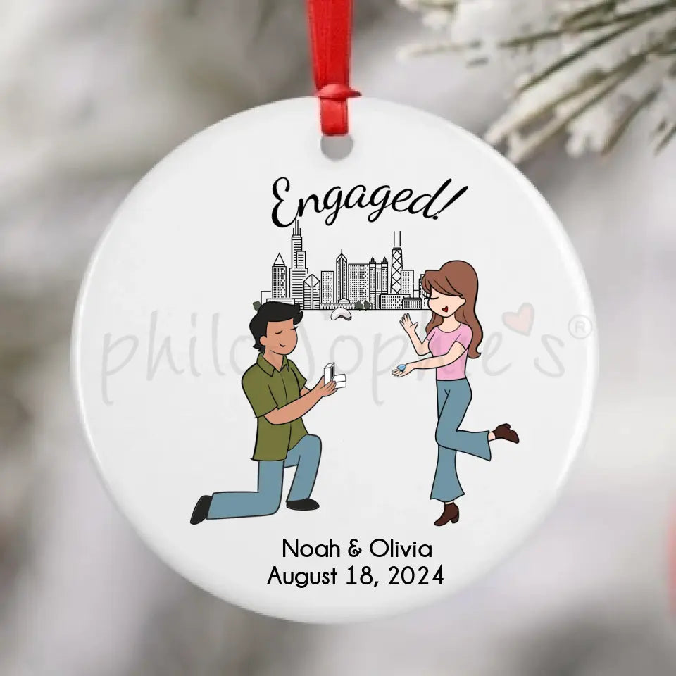 Personalized Ornament - City, Chicago Engagement