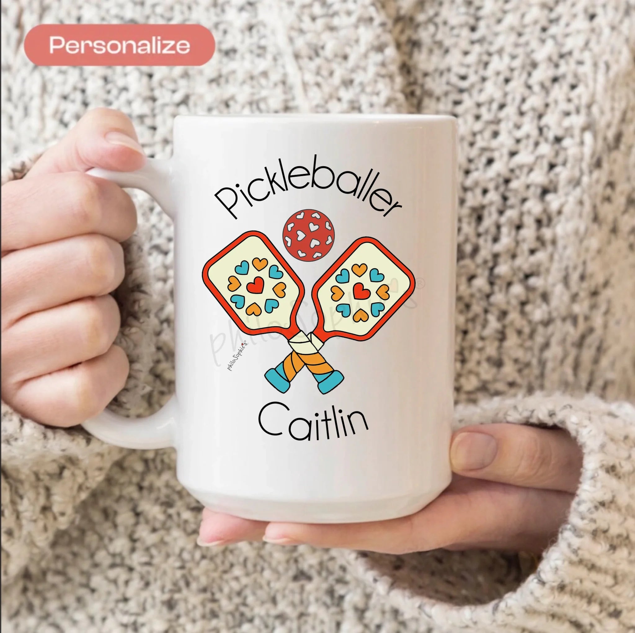 Personalized Ceramic Mug - Pickleball  Paddles