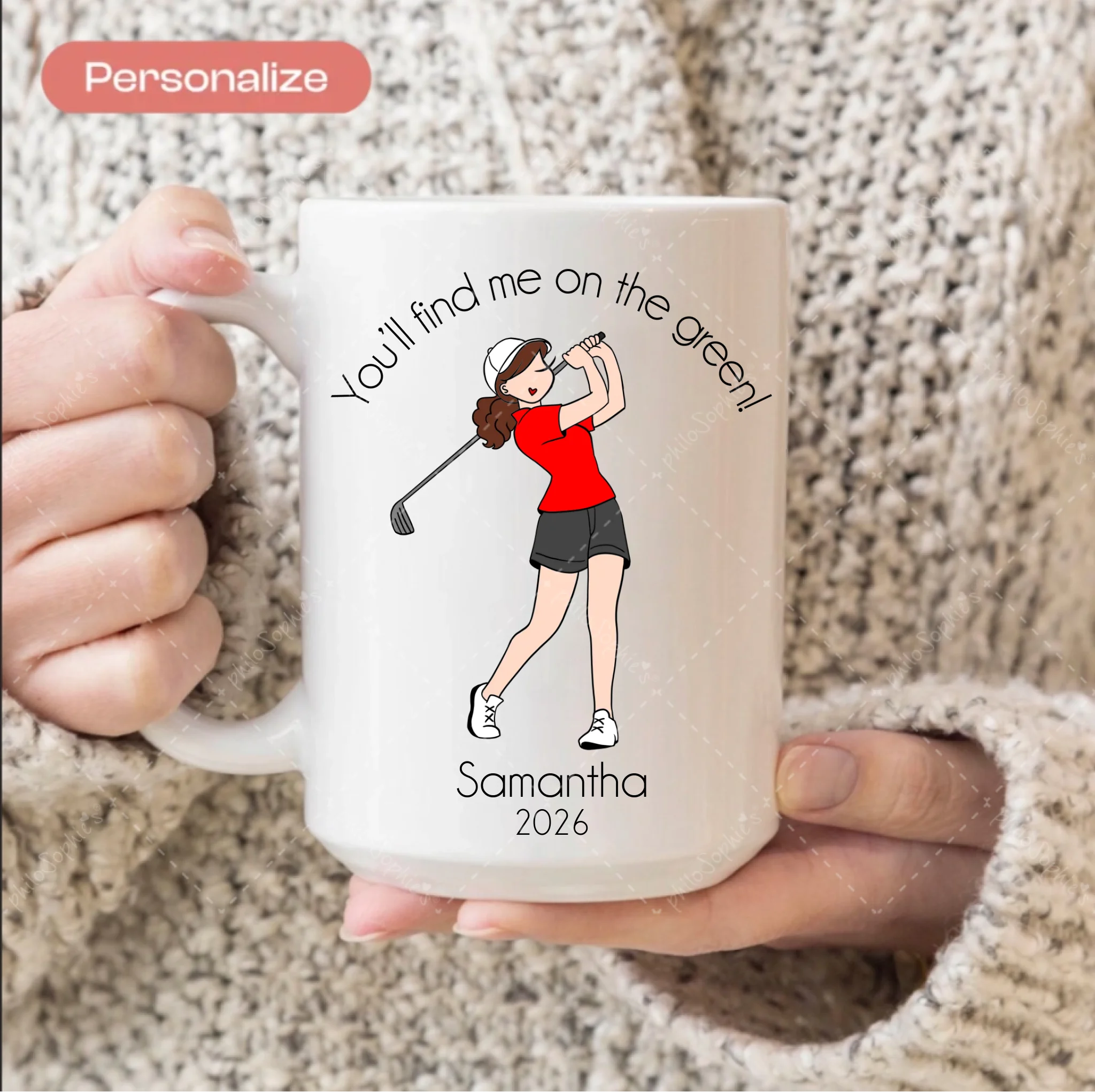 Personalized Ceramic Mug - I'd rather be driving, Golfer
