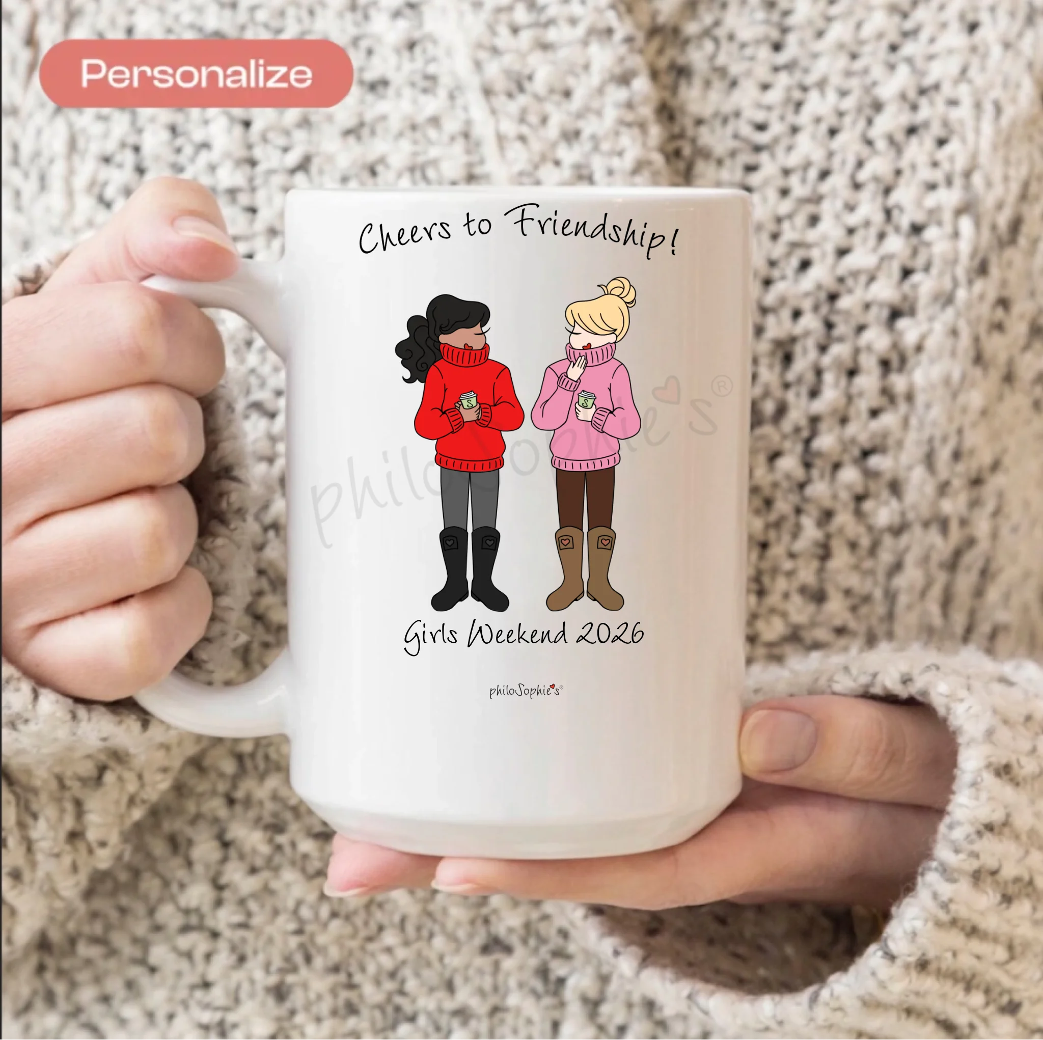 Personalized Ceramic Mug - Coffee & Friendship