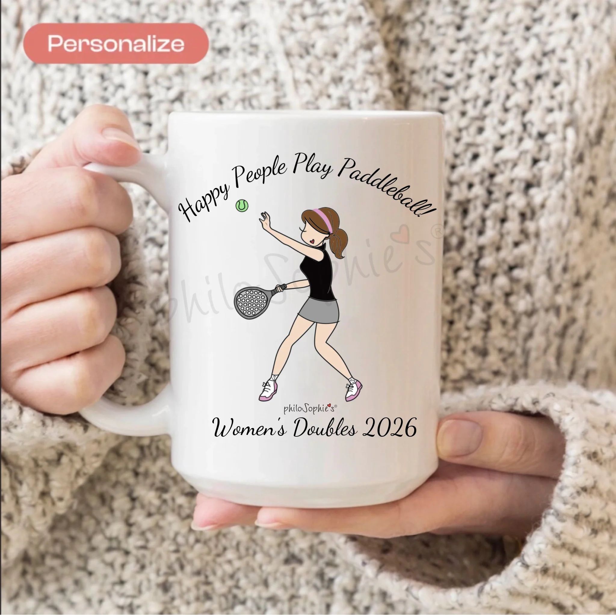 Personalized Ceramic Mug - Paddleball