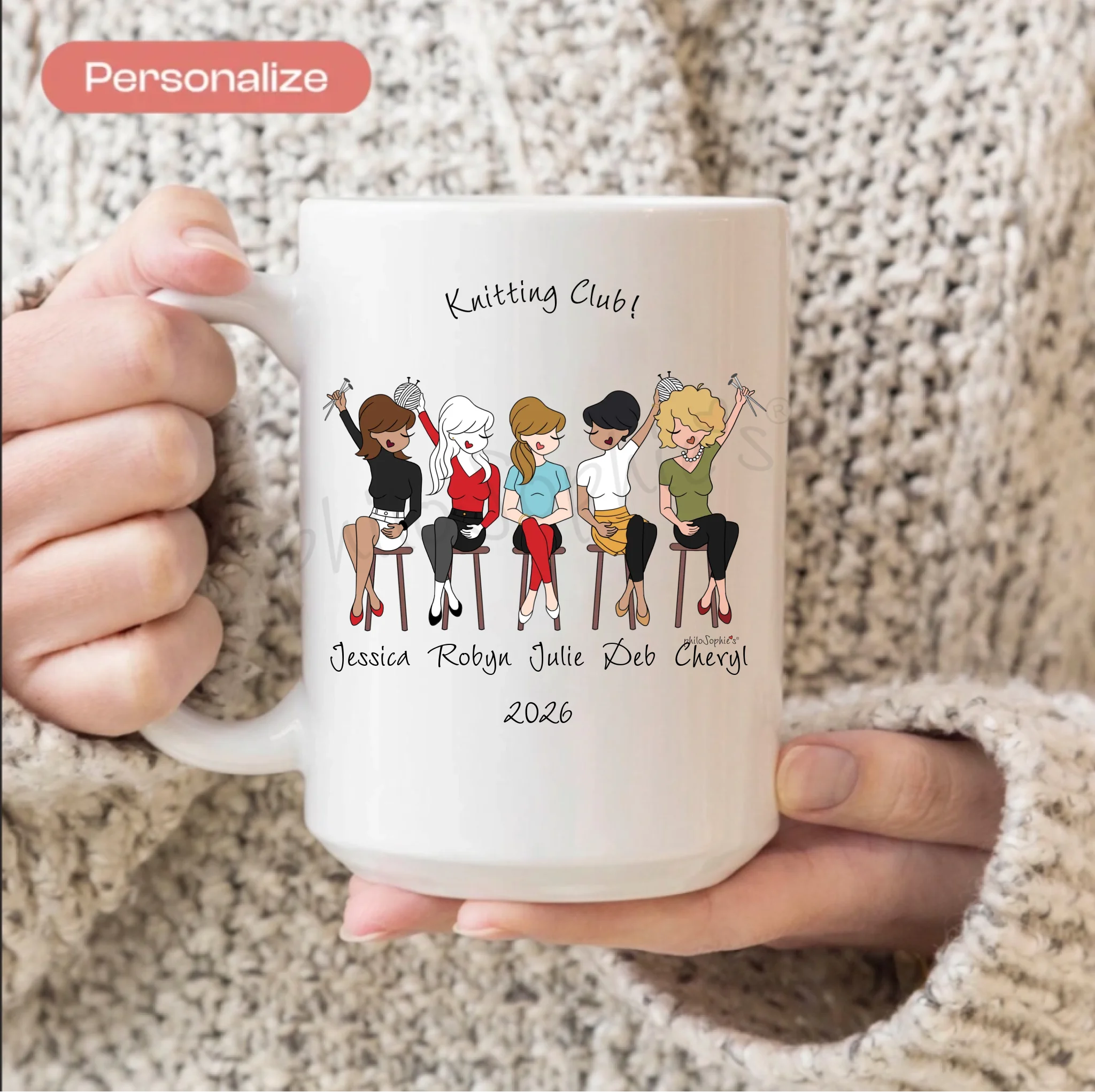 Personalized Ceramic Mug - Knitting Group - philoSophie's®