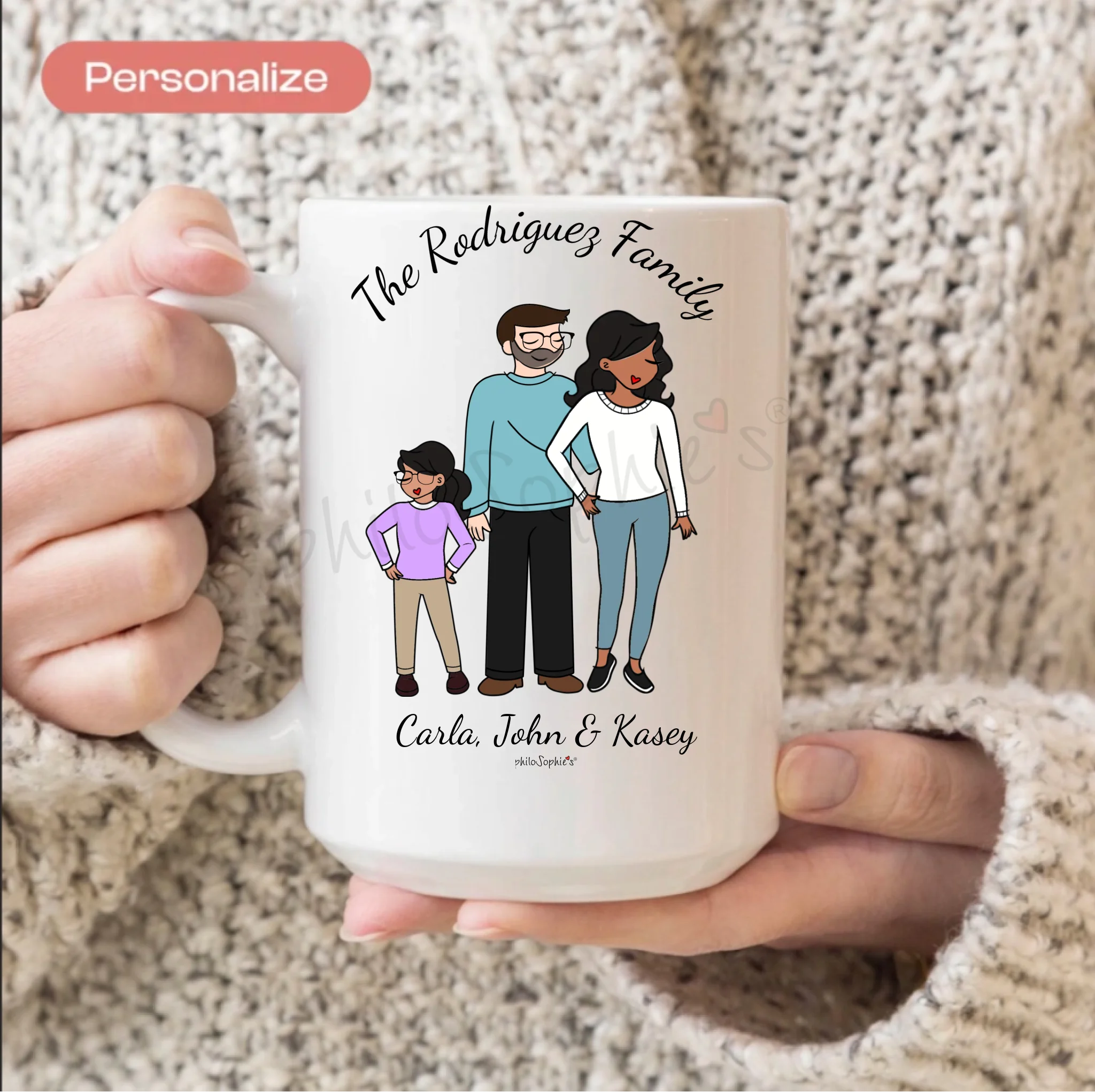 Personalized Ceramic Mug - Family 3-5 People - philoSophie's®