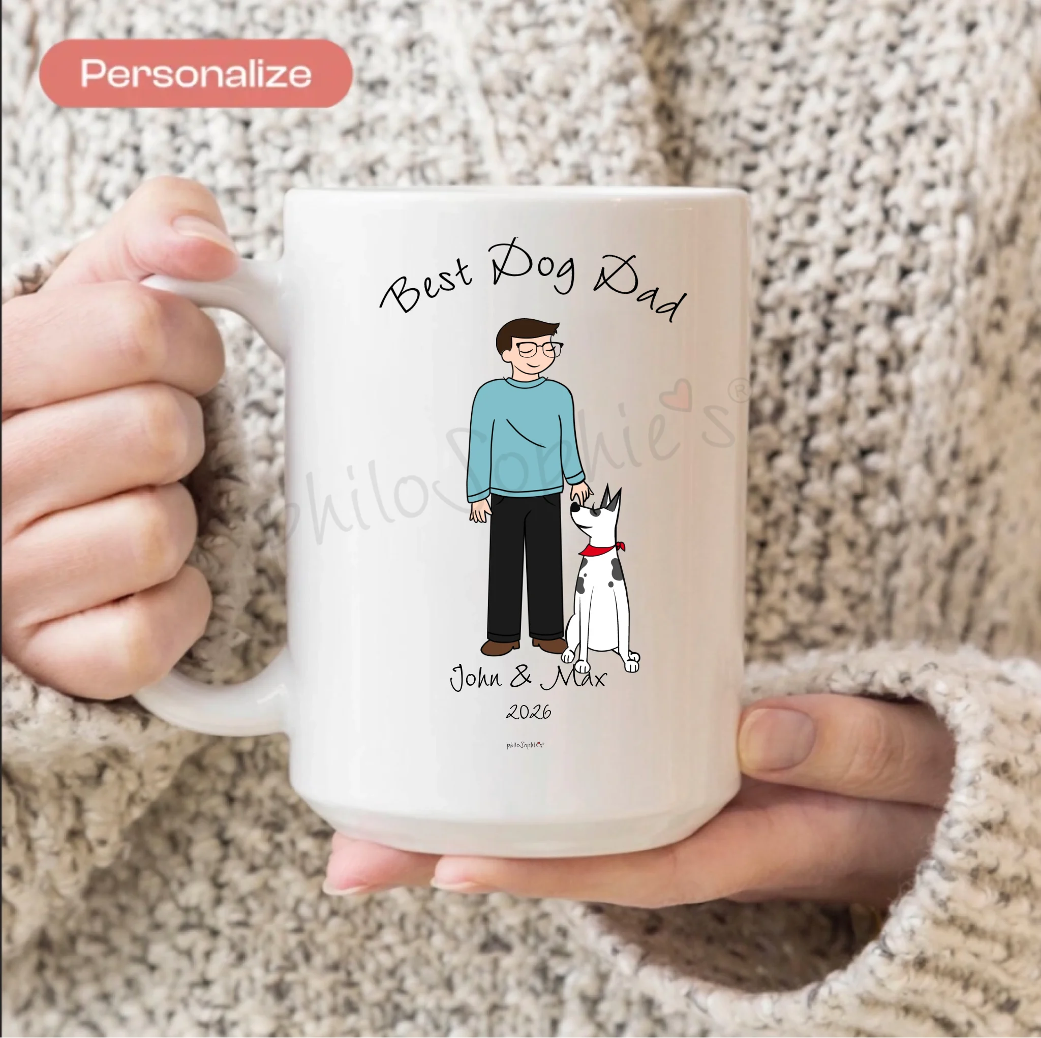 Personalized Ceramic Mug ~ Dog Dad - philoSophie's®