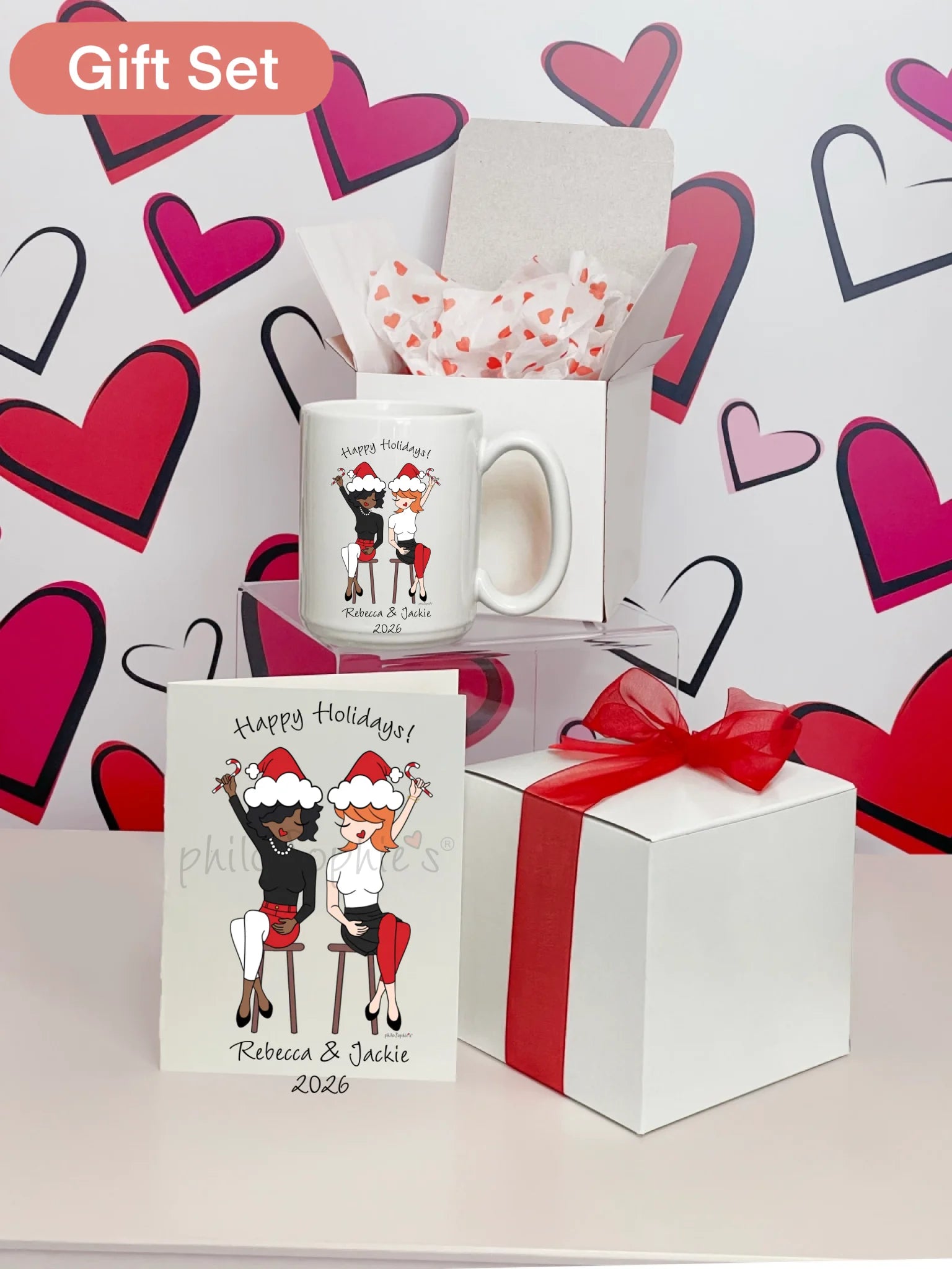 Personalized Ceramic Mug - Holiday Cheer Friends - philoSophie's®