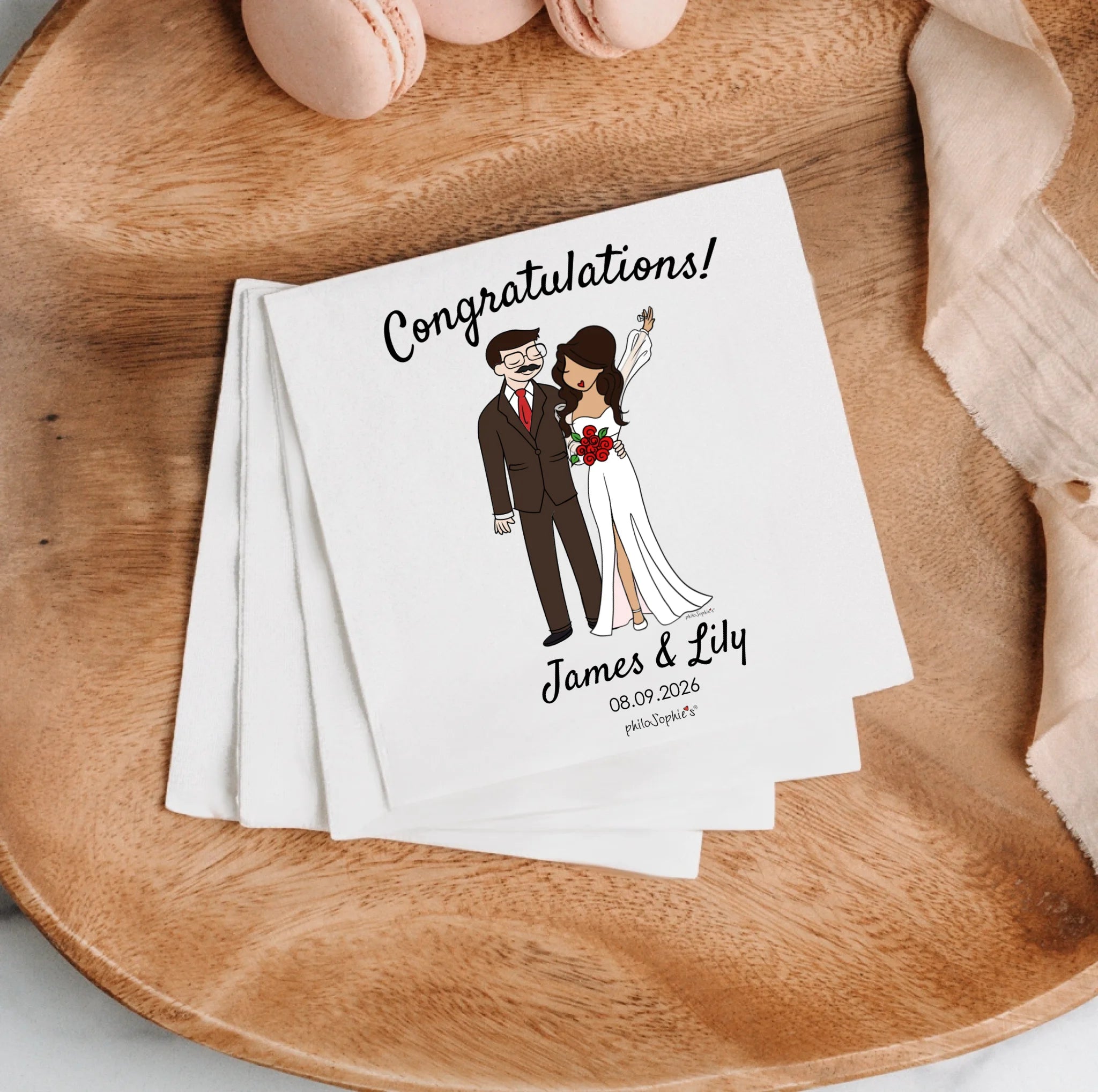 Napkins -  Wedding Couple Bride & Groom
