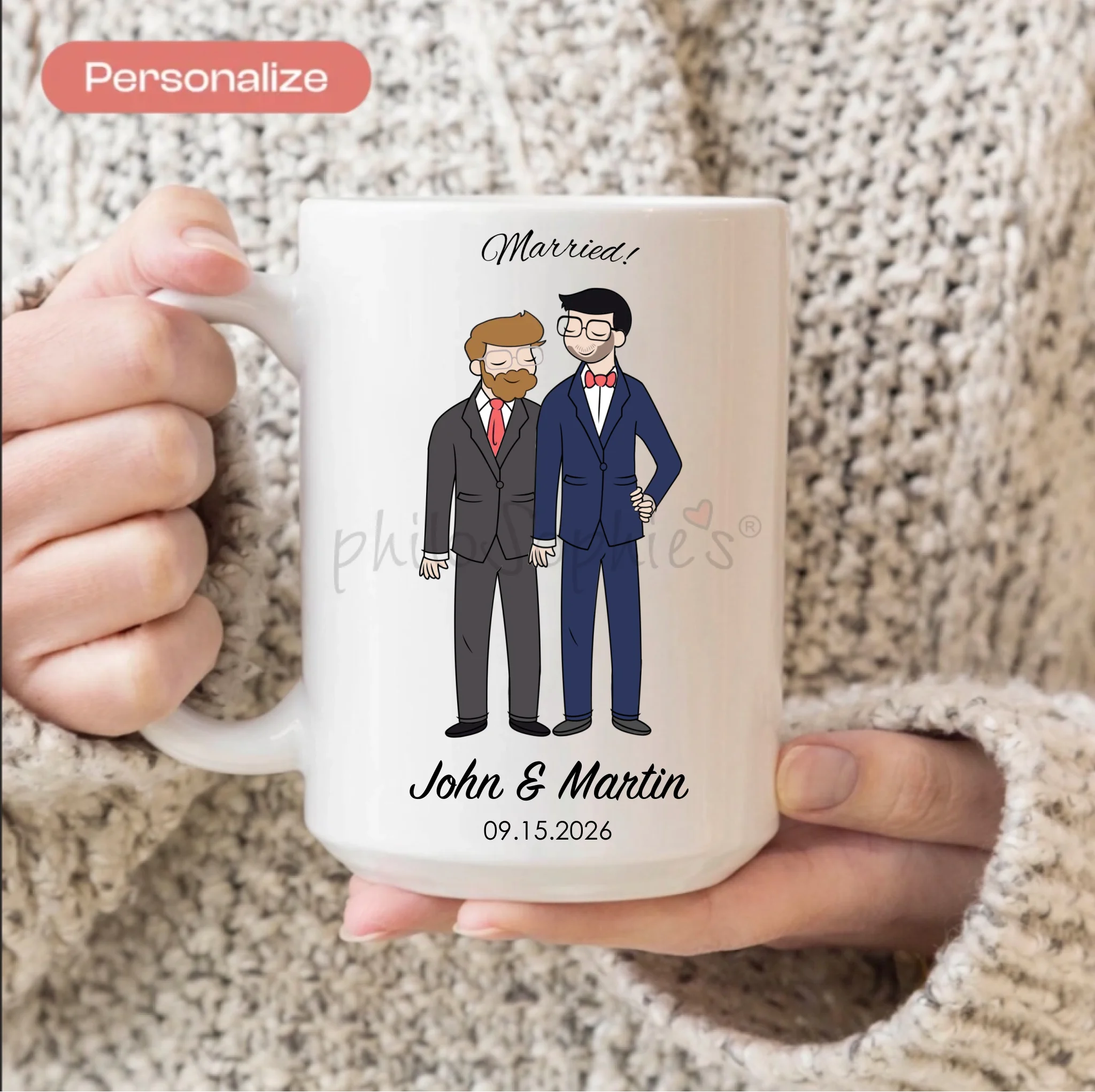 Gift Bundle - Grooms, Wedding Ceramic Mug and Ornament