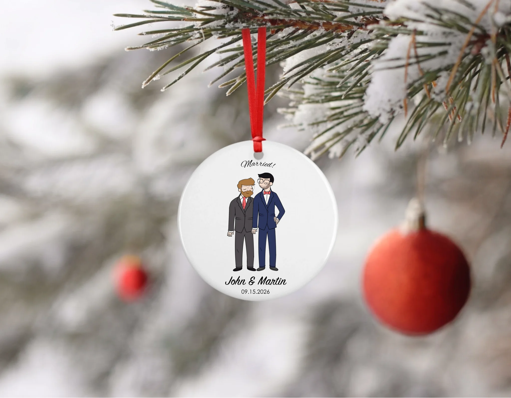 Gift Bundle - Grooms, Wedding Ceramic Mug and Ornament