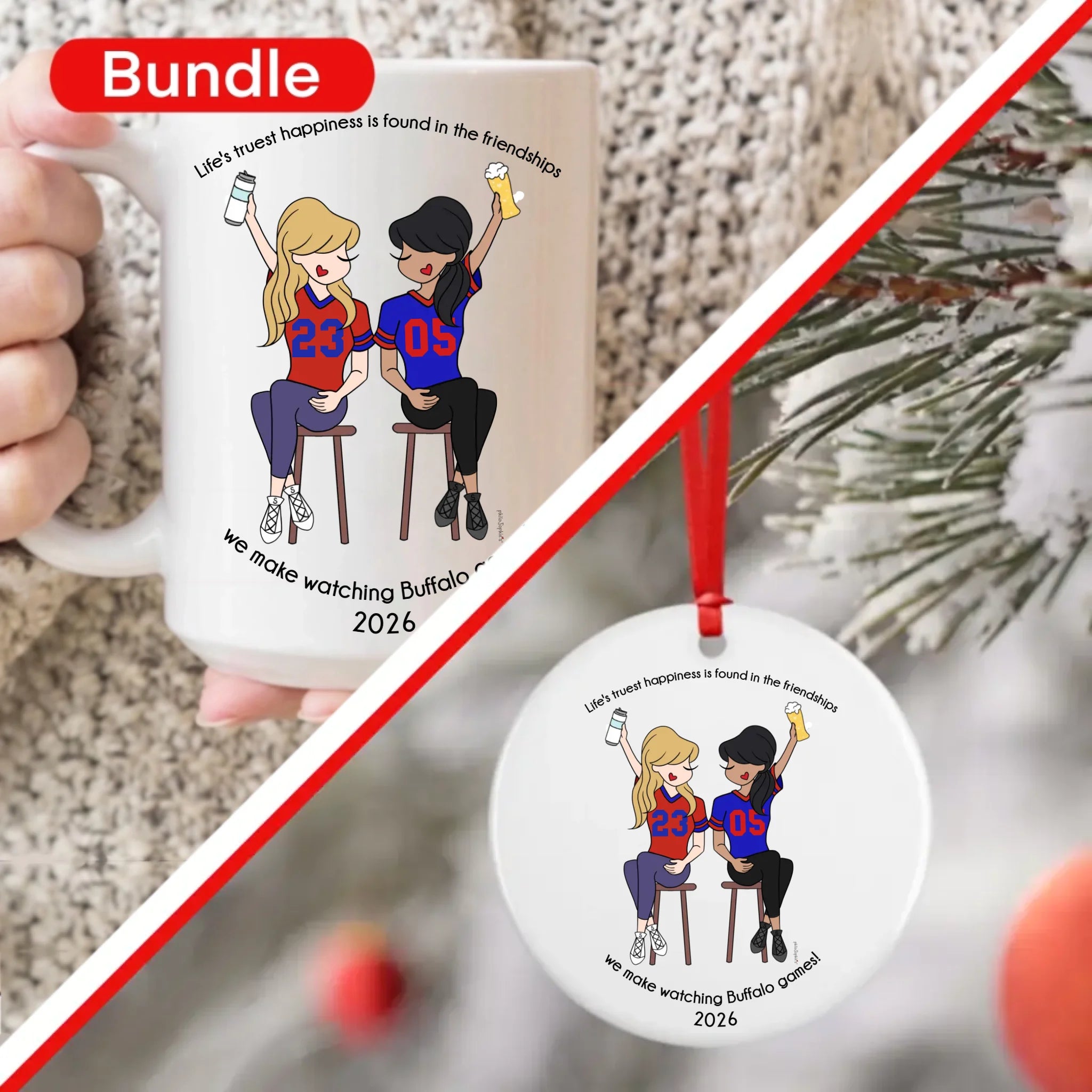 Gift Bundle - Team Friendship Ceramic Mug and Ornament
