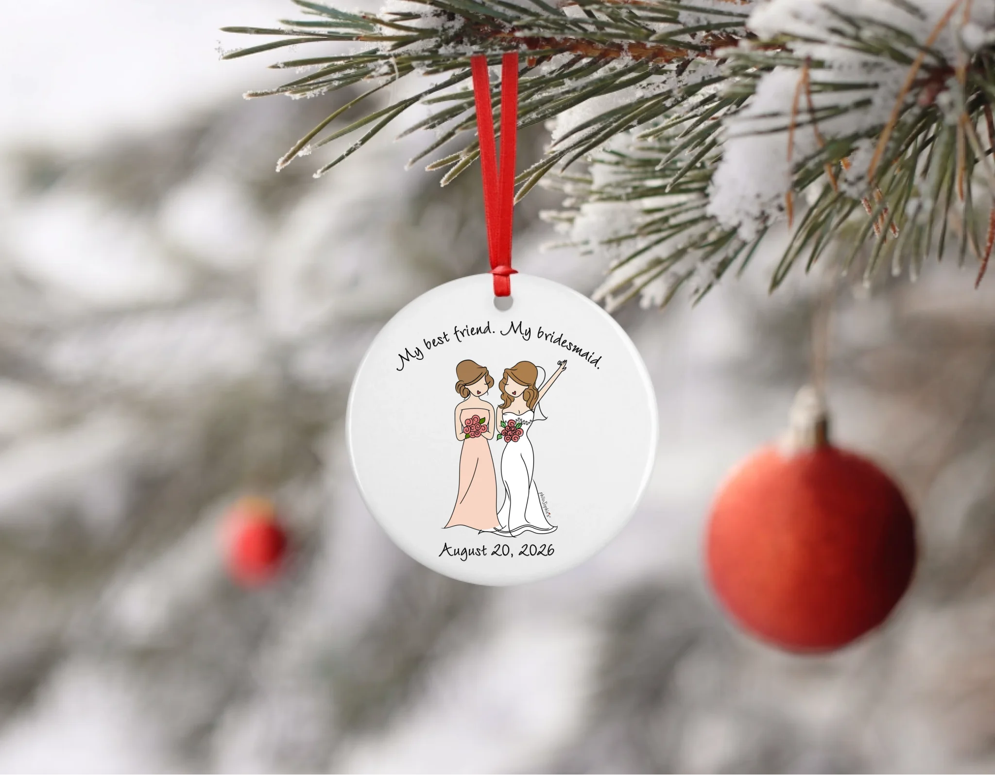 Gift Bundle - Bridal Party, Bridesmaid Ceramic Mug and Ornament